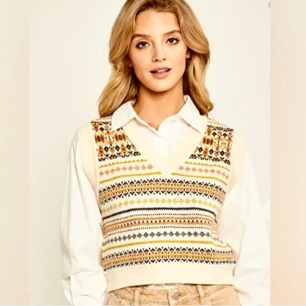 Love Tree, Multicolor Knit Sweater Vest, Pullover, V-neck, NWOT. Sm, Med and Lg
